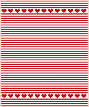 The Tea Towel: Red Hearts Border Jacquard Tea Towel 20"x28" features red horizontal stripes on white with two rows of red hearts bordered by zigzag lines for a charming Nordic touch.