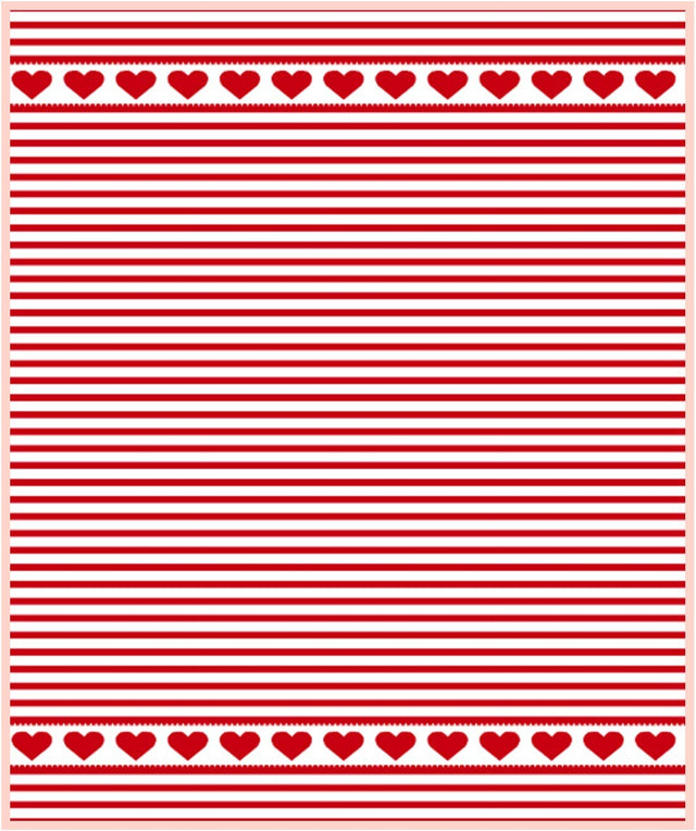 The Tea Towel: Red Hearts Border Jacquard Tea Towel 20"x28" features red horizontal stripes on white with two rows of red hearts bordered by zigzag lines for a charming Nordic touch.