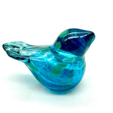 Bird: Little Aqua Bird of Inspiration - "Healing" Blown Glass Figurine -Aqua 3" long by 1.5" tall
