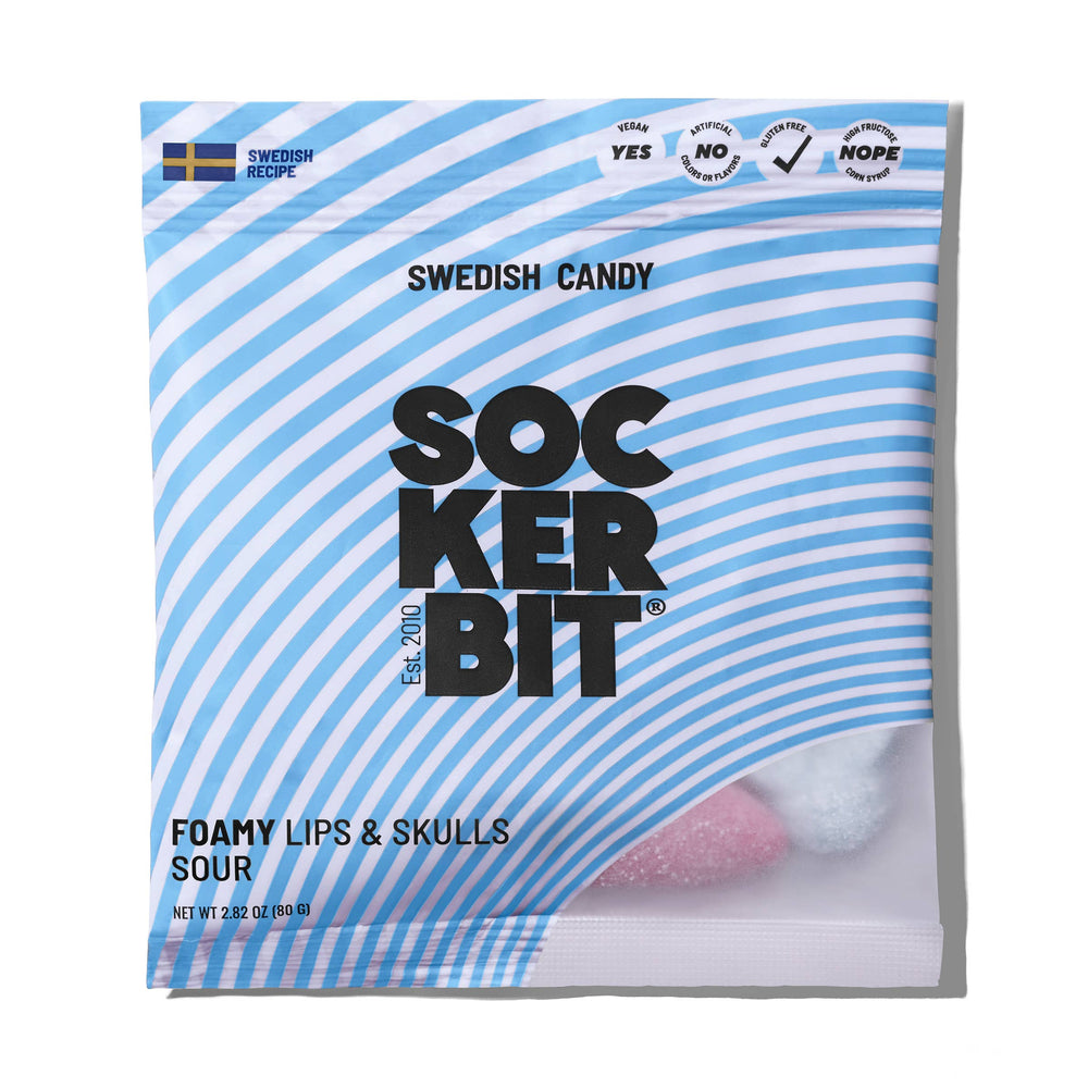 Candy: Foamy Lips & Skulls Swedish Candy by Sockerbit Bag 2.8oz