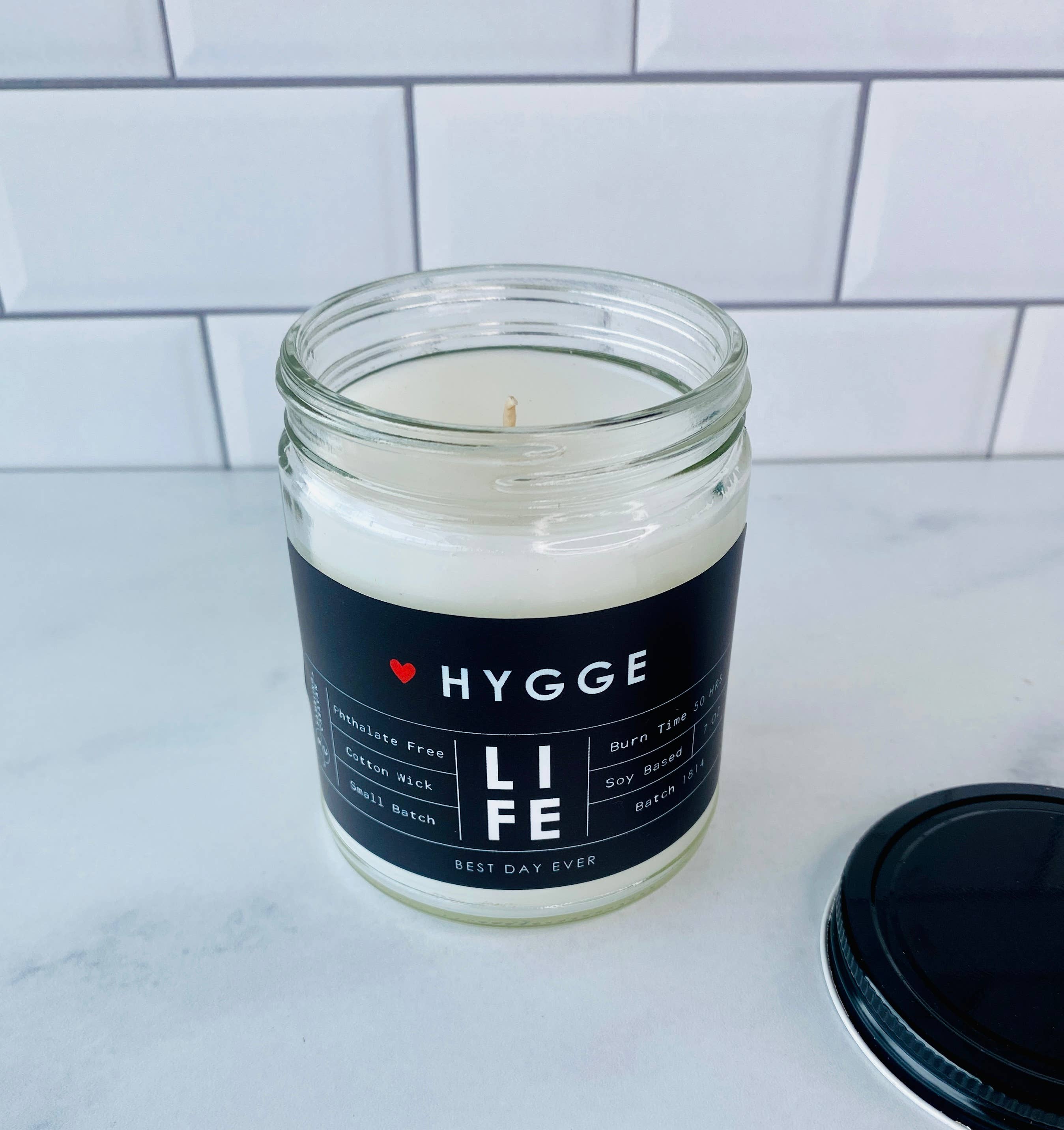 Candle: Hygge (Danish for comfort) Black Label / Amber Jar/ Sea Salt & Orchid Scent