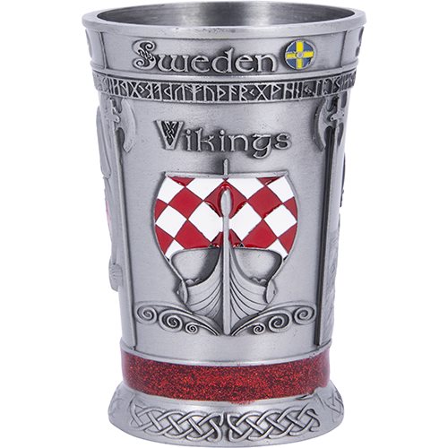 Shot Glass: Sweden Vikings 1 oz Metal with 3D Images From Sweden