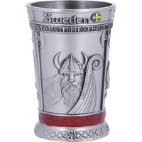 Shot Glass: Sweden Vikings 1 oz Metal with 3D Images From Sweden