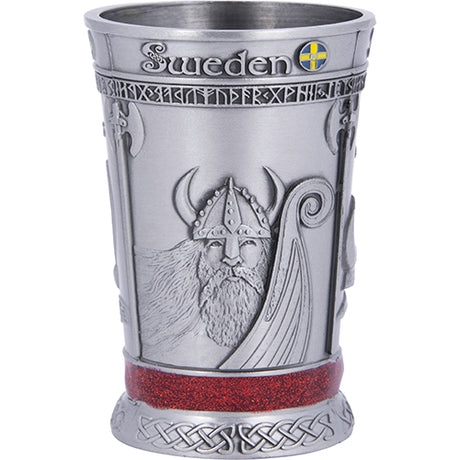 Shot Glass: Sweden Vikings 1 oz Metal Shot Glass with 3D Images From Sweden