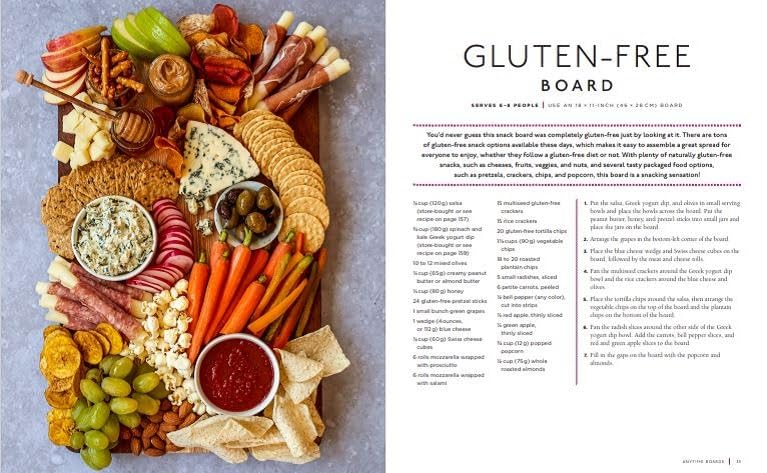 A gluten-free snack board inspired by the book "Beautiful Boards: 50 Amazing Snack Boards for Any Occasion" by Maegan Brown offers a delightful assortment of cheeses, meats, fruits, vegetables, crackers, and dips. Accompanied by a recipe and serving suggestions, this snack board is ideal for any gathering.