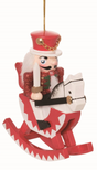 The Ornament: Wood Rocking Horse Nutcracker Ornament – 5 Holiday Decor features a red-and-white nutcracker riding a matching rocking horse with a gold hanging string—a festive Christmas tree ornament inspired by European tradition.