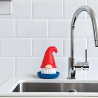Brush: Beardy Tomte - Gnome Dish Scrub Brush 4" Tall with Dish 3.25" Diamter
