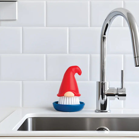 Brush: Beardy Tomte - Gnome Dish Scrub Brush 4" Tall with Dish 3.25" Diamter
