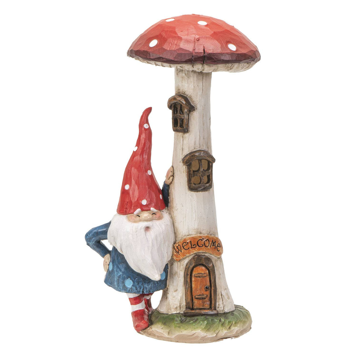 Gnome: Gnome - Tomte with LED Toadstool - Mushroom House 9.45" High