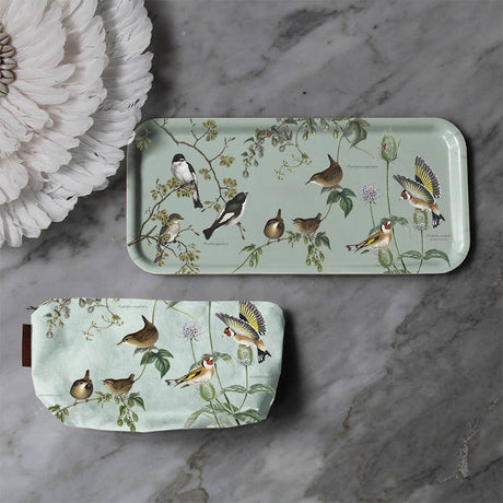 Tray: Garden Birds Nordic Birch Veneer Serving Tray 32x15 cm Rectangle Serving Tray