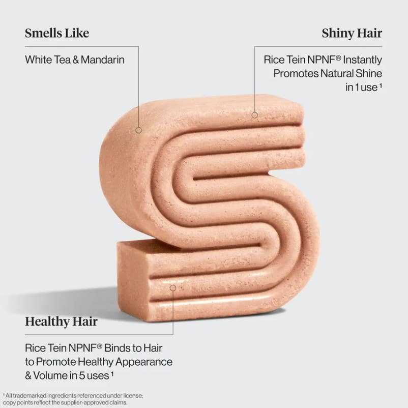 The Hair: Rice Water Shampoo & Conditioner Bar Combo for Hair Growth by Kitsch features a white tea and mandarin scent, helps promote shiny, healthy hair, and supports growth with Rice Tein NPNF® in just 1 to 5 uses.
