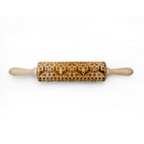 This artisanal rolling pin, inspired by Scandinavian design, is beautifully engraved with delightful reindeer, birds, and tree motifs. Ideal for crafting seasonal delights, the Reindeer Birds & Trees Embossing Rolling Pin infuses a touch of holiday spirit into your baking.