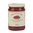 The Hafi Lingonberry Preserves Jar (14.1 oz) features a label with red berries and Hafi in elegant script, perfect for enhancing your favorite dishes with a delightful taste of Sweden.