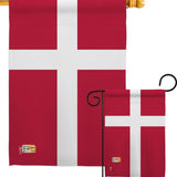 Display your Danish heritage with the Flag: Denmark Garden Flag - Danish Nationality Home Decor Flag, featuring a red background and white Scandinavian cross. Made from weather-resistant fabric, it comes with options for a wooden pole or a metal stand.
