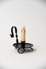 Candle Holder: Wrought Iron Raised Taper Candle Holder - Black 4.55" Diameter and 5" high