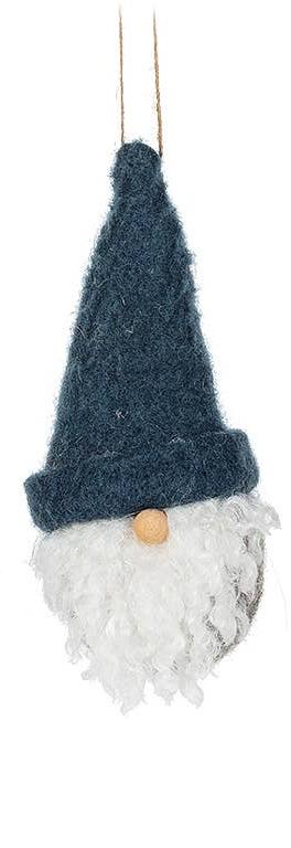 The Gnome Ornament (6"H) showcases a bushy white beard and a tall, dark gray hat, making it an ideal addition to enhance the charm of your holiday decor.