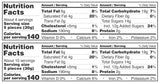 Side-by-side nutrition facts for 4 or 10 servings of Lakrids by Bülow #D Salt & Caramel Danish Chocolate Coated Licorice (gluten-free, 140 calories/serving), listing fat, cholesterol, sodium, carbs, protein & vitamins.