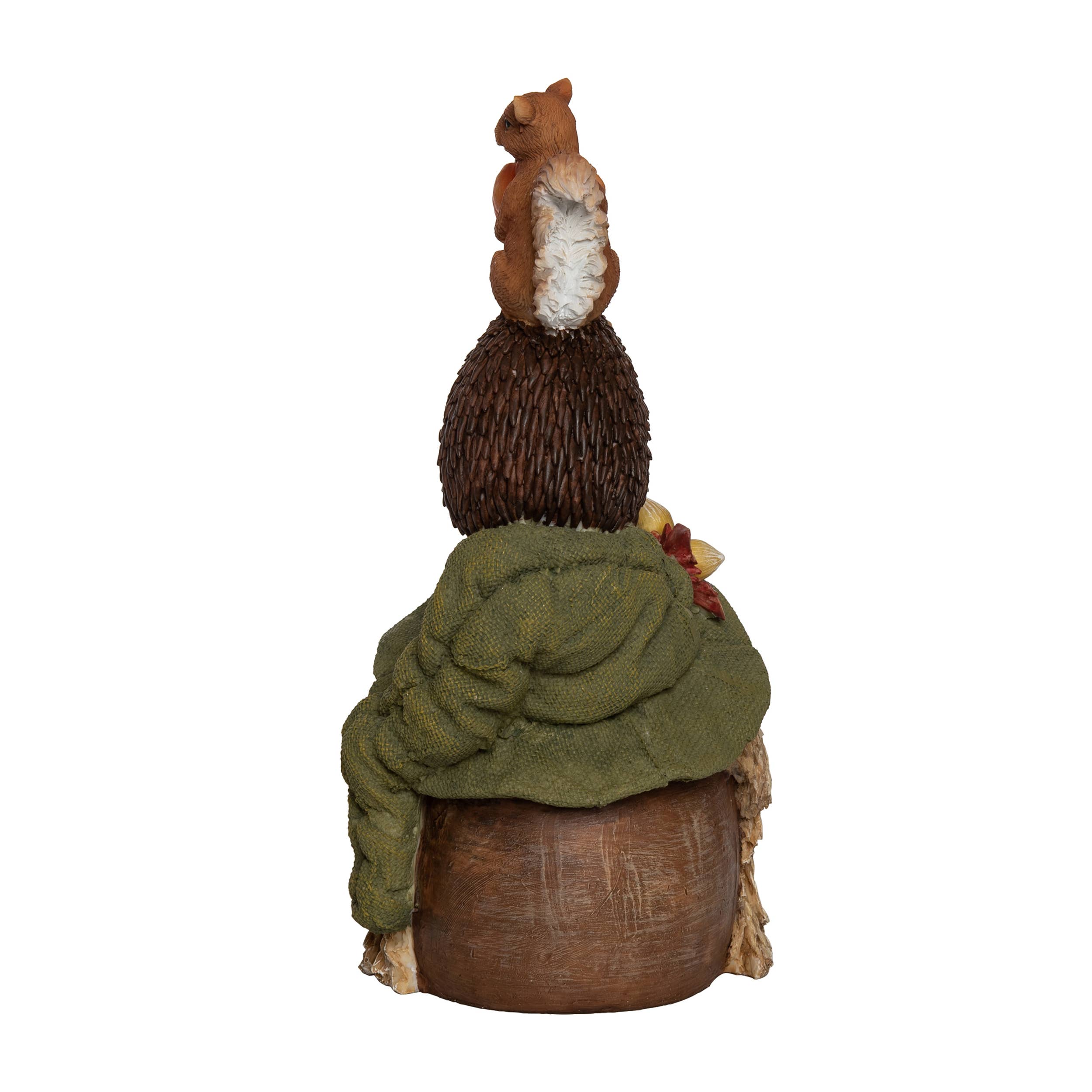 A whimsical 11 woodland gnome decor featuring a light-up braided beard, hedgehog, and squirrel—shown from the back with green and brown accents—perfect for pairing with your Woodland Gnome Friends collection.