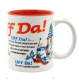 The Uff Da! Definition Mug by European Heritage Gifts is an 11oz white ceramic mug with a red interior, bold “Uff Da!” text, funny Norwegian sayings, and a skier graphic—perfect for fans of Scandinavian slang and Minnesota humor.