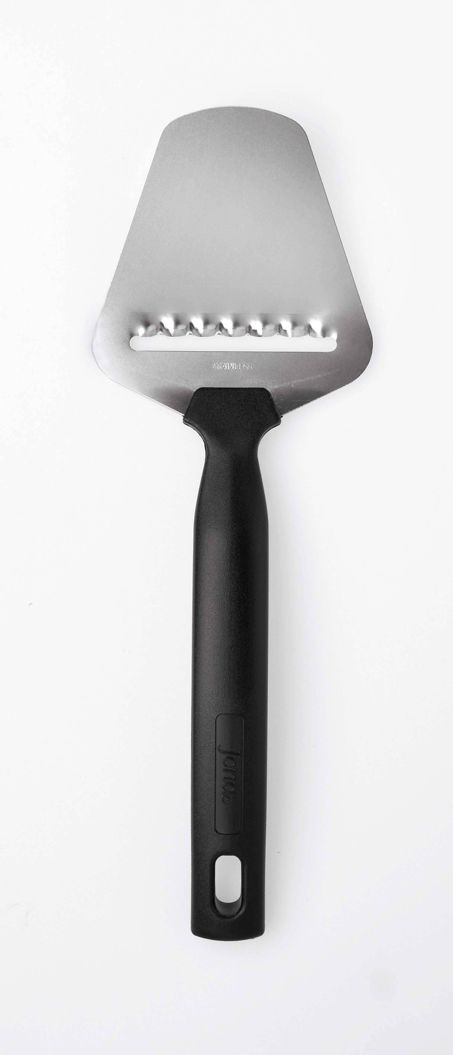 The Cheese Plane Shredder by Jonas, made in Sweden, features a black handle and is photographed on a white background.