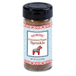 A 3.7oz Food: Nordic Sprinkle - Cinnamon Sugar Sprinkle jar with a black lid, featuring a red horse and decorative patterns on the label—a classic Scandinavian blend ideal for baking and drinks.