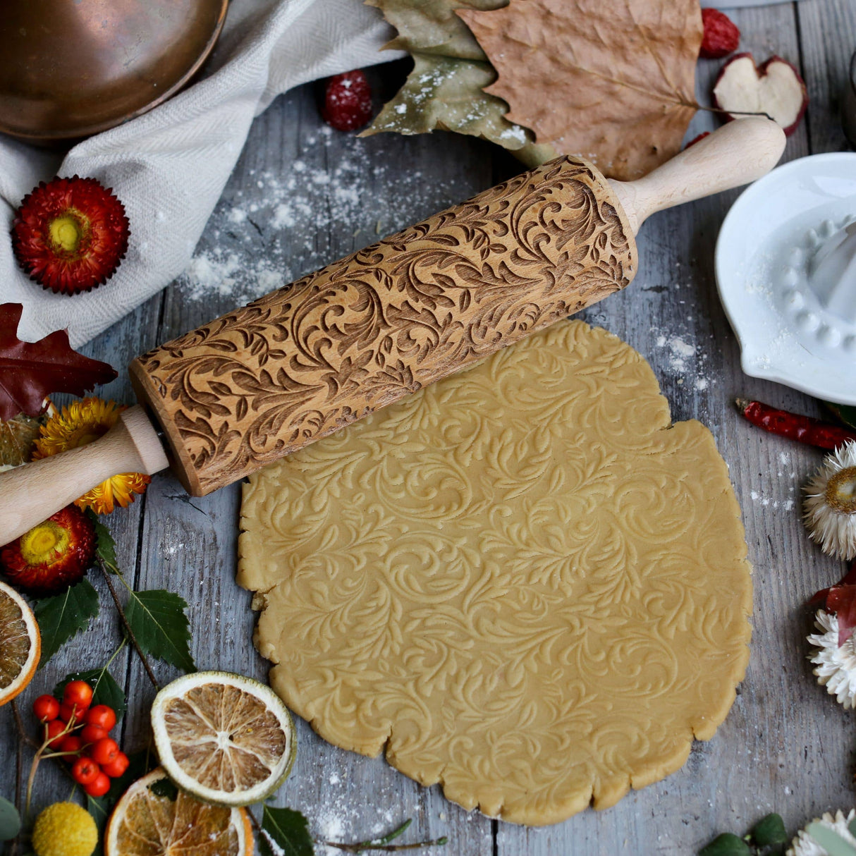 Rolling Pin: Leaves 2 Embossing Rolling Pin