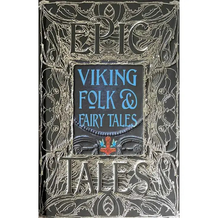 Cover of Viking Folk & Fairy Tales book from Flame Tree Collections, featuring an ornate border design and a small Viking ship illustration.