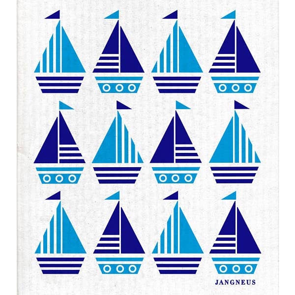 Dish Cloth: Sail Boats Blue