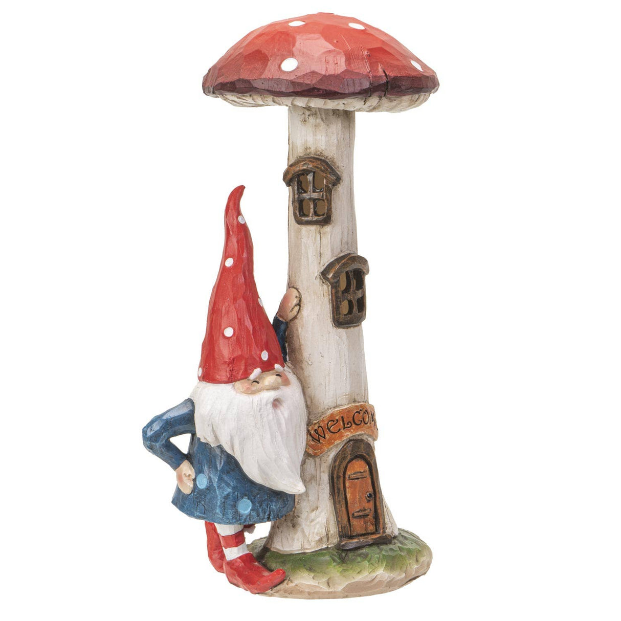 Gnome: Gnome - Tomte with LED Toadstool - Mushroom House 9.45" High