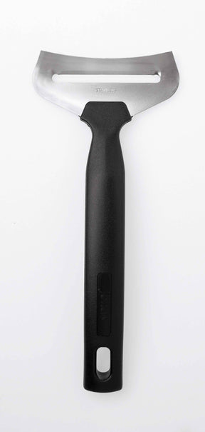 The Cheese Cutter: Cheese Plane for Soft Cheese features a wide stainless steel blade and black handle, made in Sweden, and is shown on a white background.