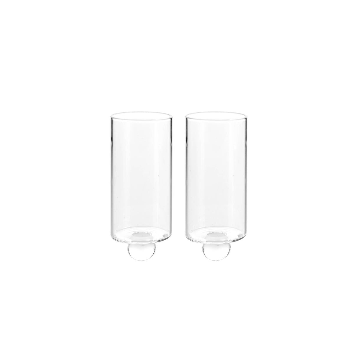The Candle Holder: Mini Vases for Stumpastaken Candleholder 2-pack features two clear glass cups—ideal as mini vases or table decor to enhance your Stumpastaken arrangement.