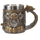 A unique Coffee Mug: Viking Ship Mug with Dragon Head, Viking, Thor's Hammer, and Shields—ideal for fans seeking a bold Viking-themed gift or collectible.