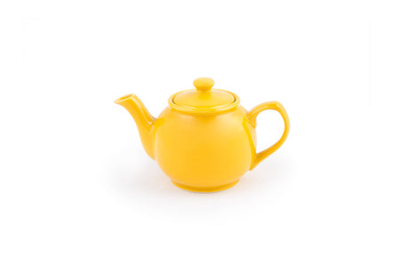 The Tea Pot: Yellow Earthenware Teapot 37-Ounce features a stay-cool handle, spout, and lid, shown on a white background.