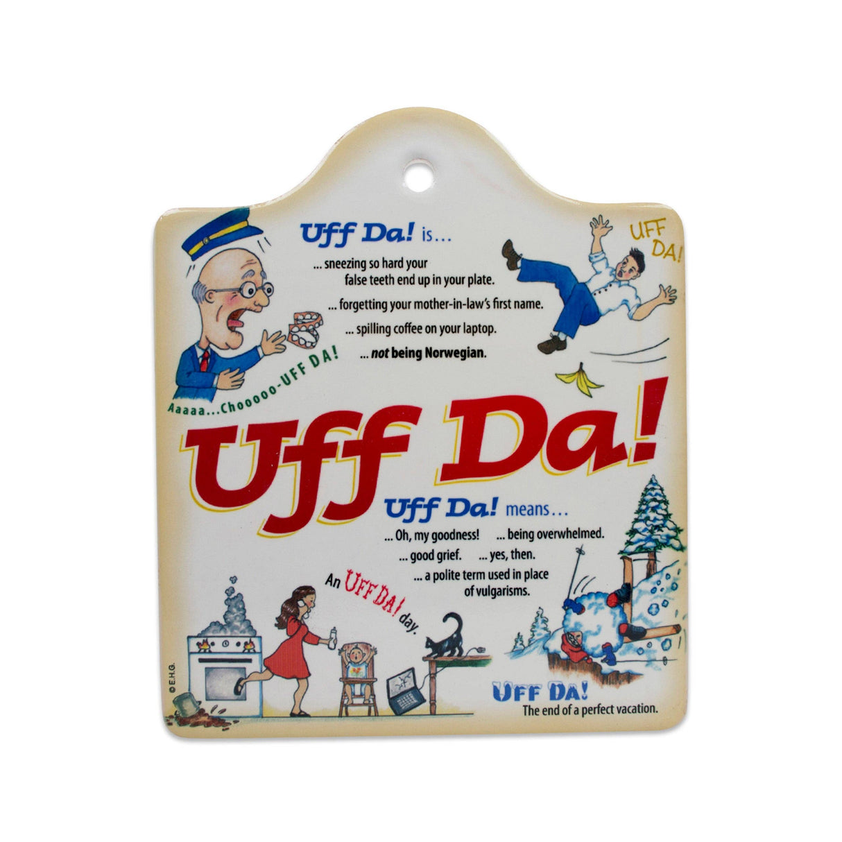 Tile: Uff Da! Ceramic Cork Backed Cheeseboard Wall Decor 6.25" wide x 7.5" high