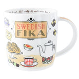 The "Swedish Fika" 12oz mug features "Time for FIKA" text and coffee break images—a perfect Scandinavian-style ceramic mug for your daily fika ritual.