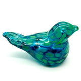 Bird: Little Aqua Bird of Inspiration - "Healing" Blown Glass Figurine -Aqua 3" long by 1.5" tall