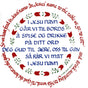 The Norwegian Table Prayer Tile by Jacky Briggs is a 6 square white tile with cork backing and hanger, featuring prayers in Norwegian and English, red tulip accents, and “I Jesu navn”—a tribute to Scandinavian heritage.
