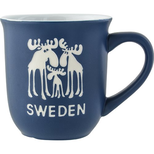 Mug: Sweden Moose Blue Etched