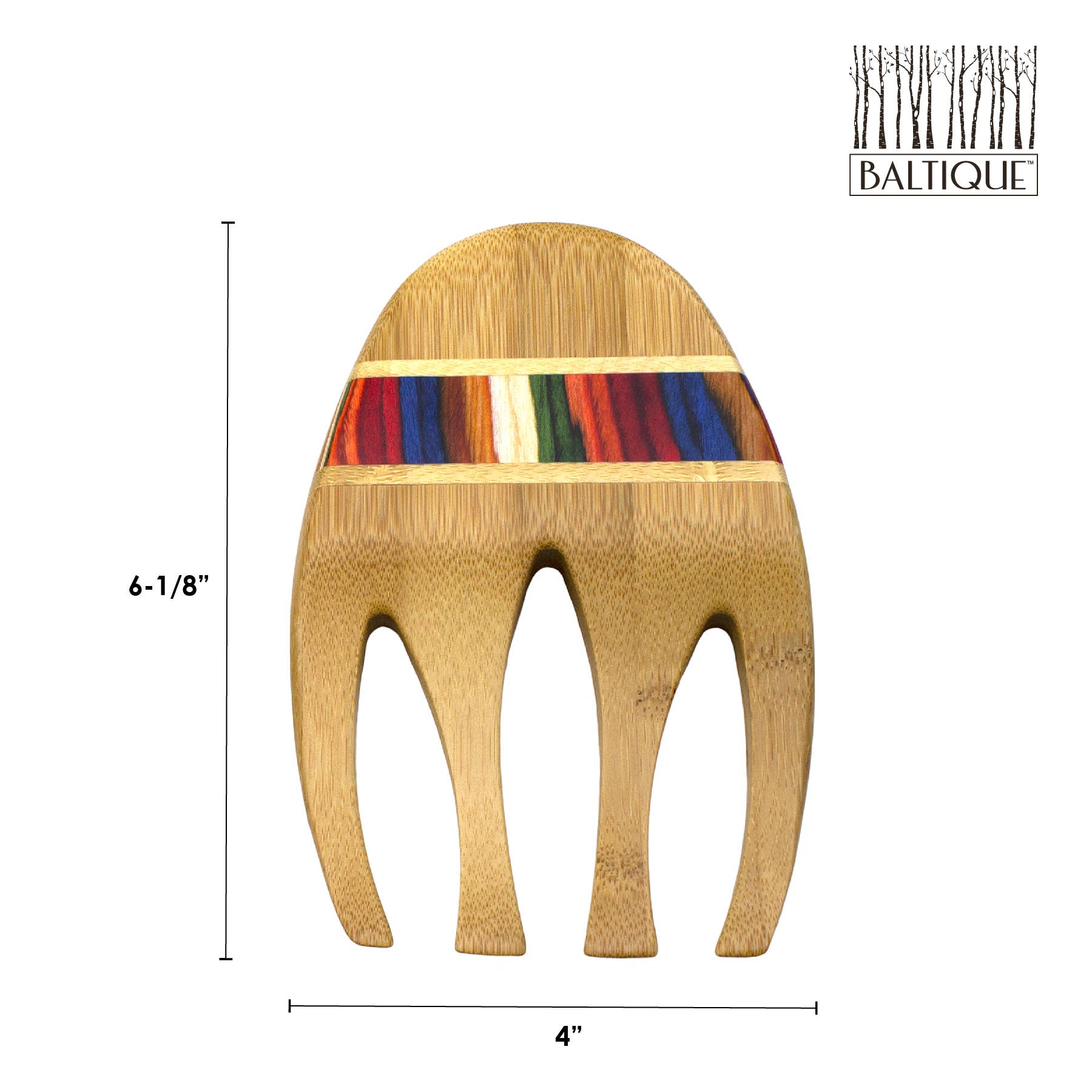 Enhance your dining with Utensil: Baltique® Marrakesh Collection Salad Hands. These bamboo salad hands boast a lively stripe design inspired by Moroccan markets and measure 6-1/8 inches high by 4 inches wide.