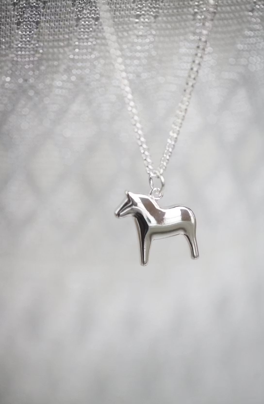 Necklace: Swedish Dala Horse Necklace by Anna Viktoria of Sweden Surgical Steel