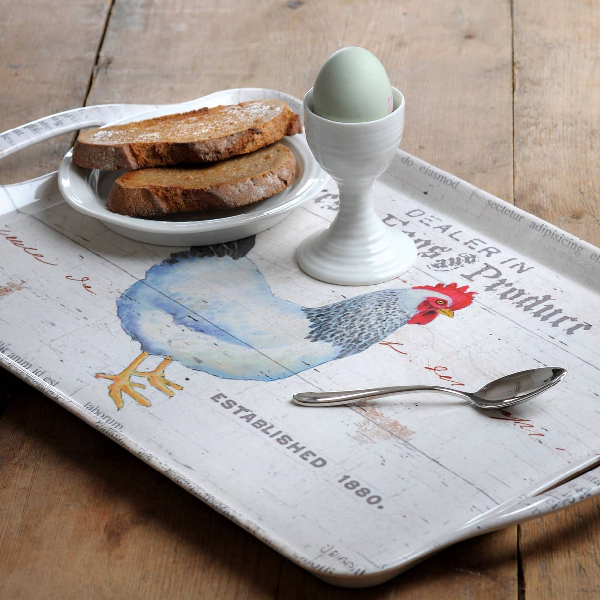 Tray: On The Farm Hen Melamine Large Handled Serving Tray 11.75 x 17 inches