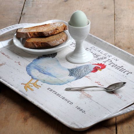Tray: On The Farm Hen Melamine Large Handled Serving Tray 11.75 x 17 inches