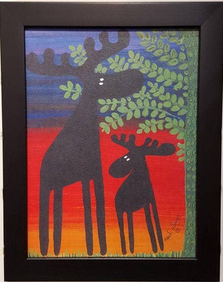 Artwork: Two Moose Under a Tree