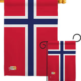 The Flag: Norway Garden Flag - Norwegian Nationality Home Decor Flag displays red flags with a blue Nordic cross outlined in white, symbolizing Norwegian heritage and national pride—perfect accent for your garden.