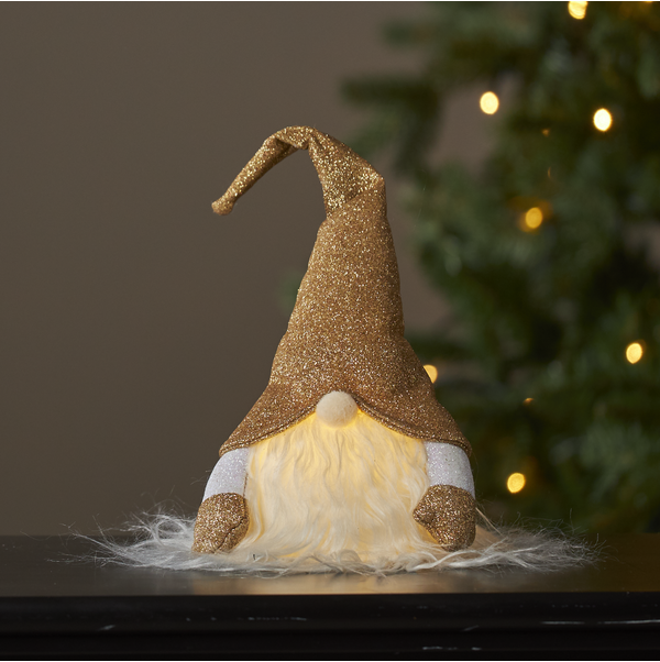 Figurine: Gold Lighted Tomte Small