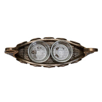 Candle Holder: Viking Ship Votive - Tea Lite Candle Holder - Bronze Resin with Two Glass Tea Lite Holders