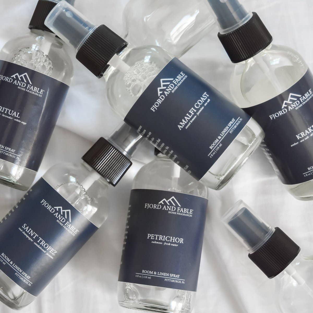 Spray: Kraken Room + Linen or Room Spray by Fjord and Fable 4 fl oz Scent Amber, Sea Salt, Driftwood, Leather,
