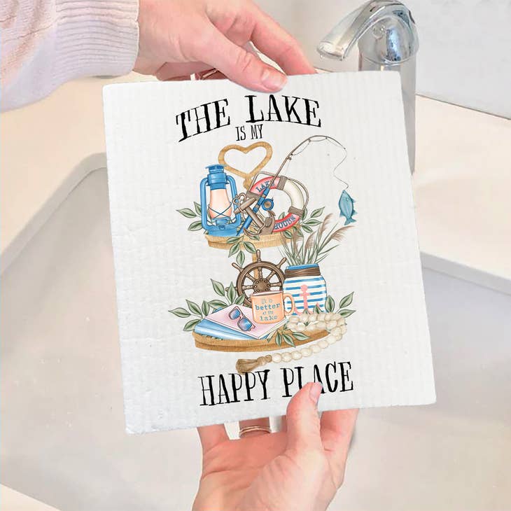 Dish Cloth: Lake is My Happy Place