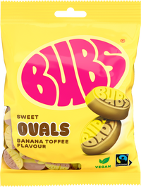 Candy: Bubs Foam Banana Toffee Ovals | Vegan Gummy Candy (90g Bag)