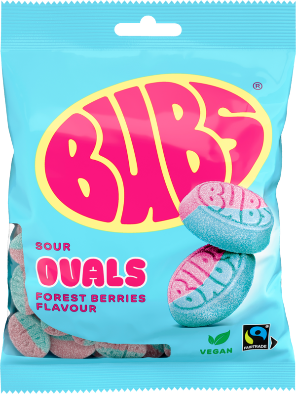 Candy: Bubs Sour Foam Forest Berries Ovals | Vegan Gummy Candy (90g Bag)